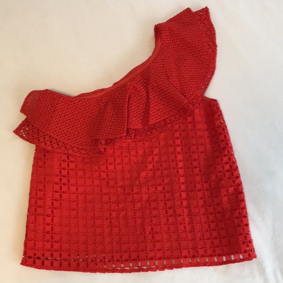 J.Crew one-shoulder eyelet ruffle shirt - Picture 3 of 3